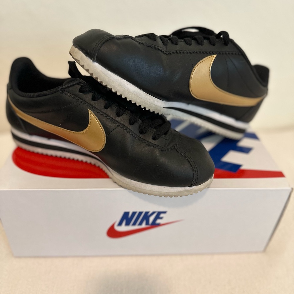 Nike Cortez Classic Black and Gold Sneakers Iconic Design
